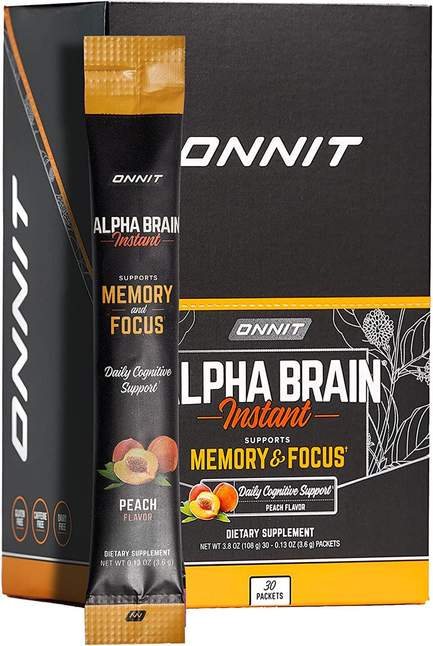Alpha Brain Instant, Memory & Focus, Peach, 30 Packets, 0.13 oz (3.6 g) Each, Onnit - GOODSZON Discount Store
