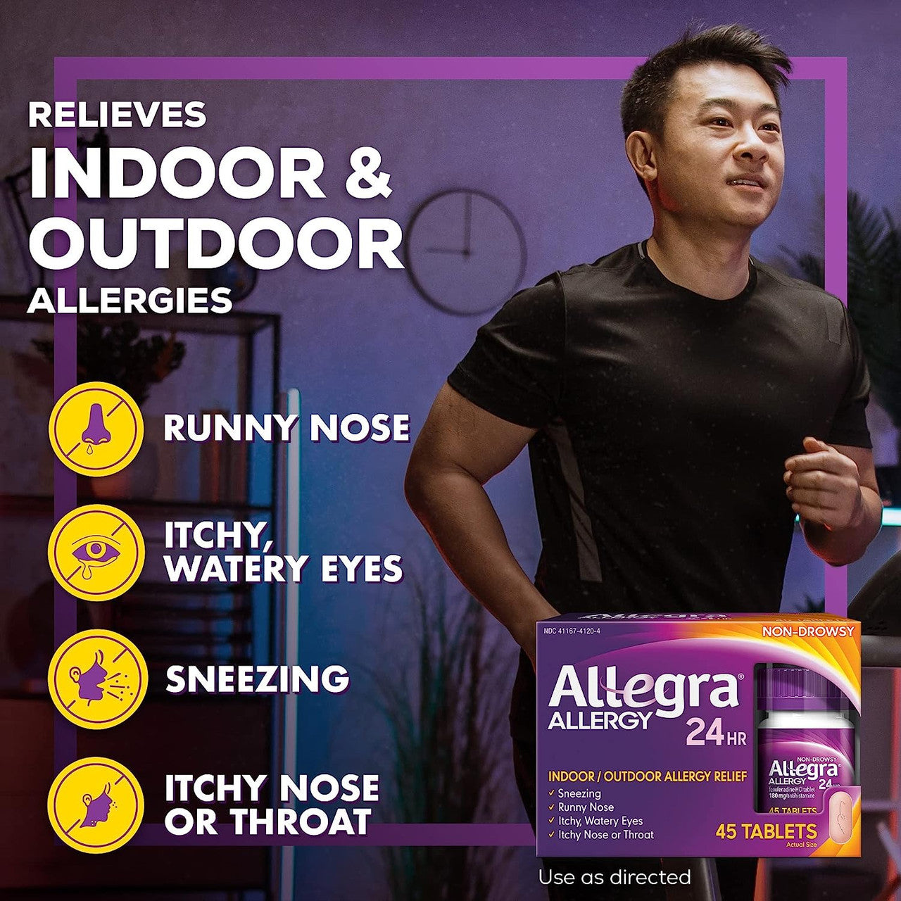 Allegra Adult 24HR Tablet (45 Ct, 180 mg), Allergy Relief - GOODSZON Discount Store