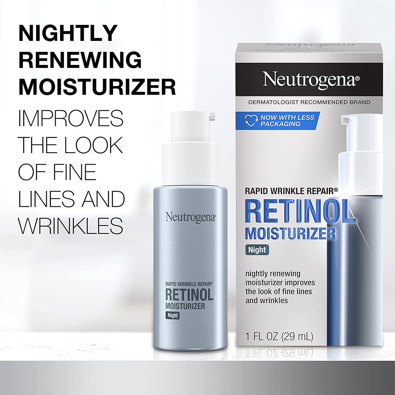 Neutrogena Rapid Wrinkle Repair, Moisturizer, Night Cream, 1 fl oz - GOODSZON Discount Store
