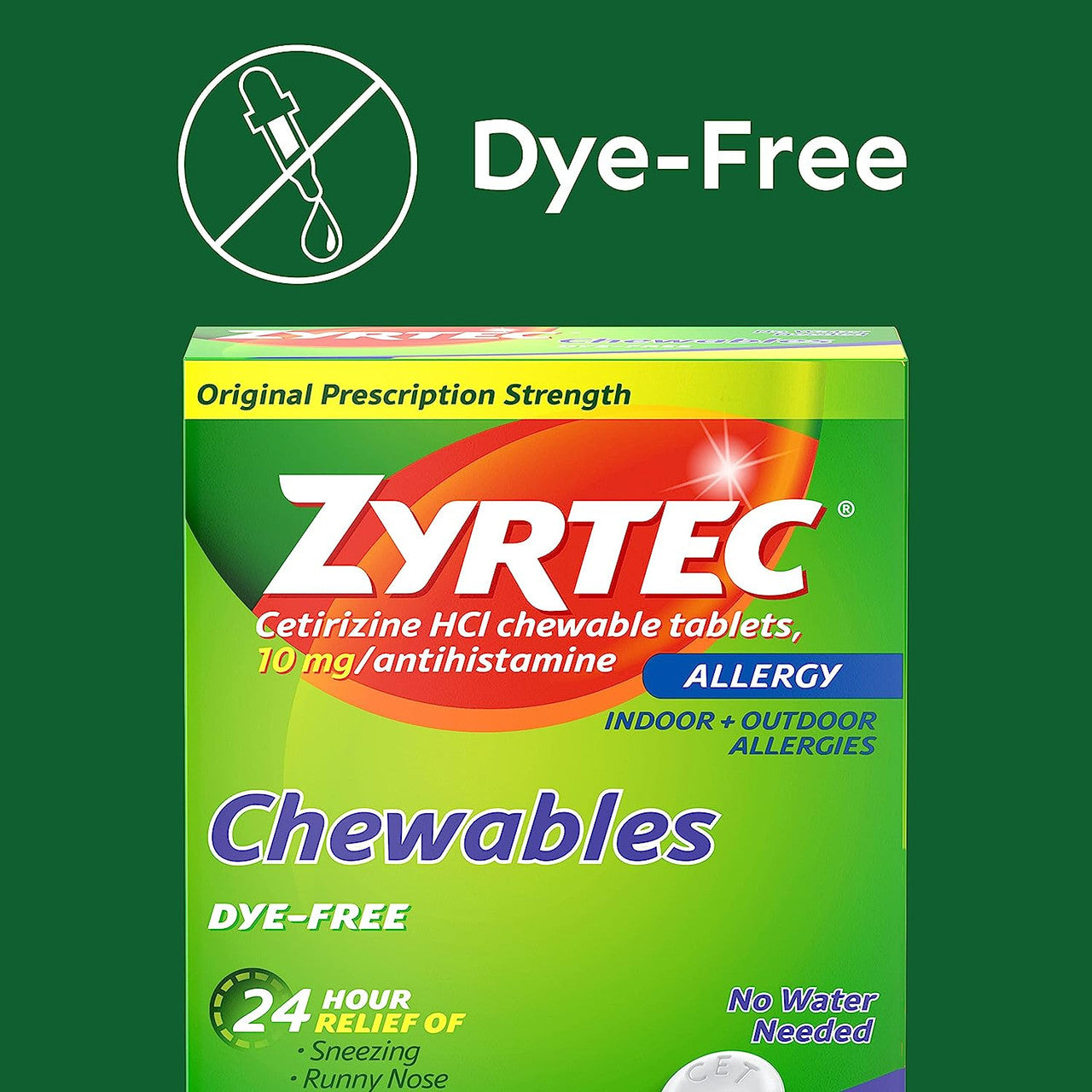 Zyrtec 24 Hour Allergy Relief Chewables, Cetirizine HCl, 24 Ct - GOODSZON Discount Store
