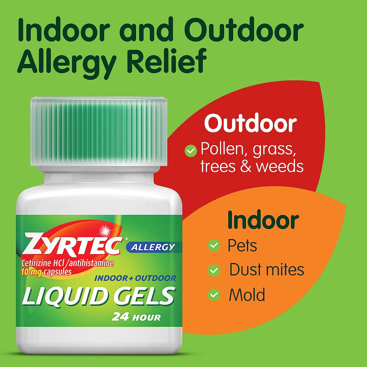Zyrtec 24 Hour Allergy Relief Antihistamine Capsules, 25 ct - GOODSZON Discount Store