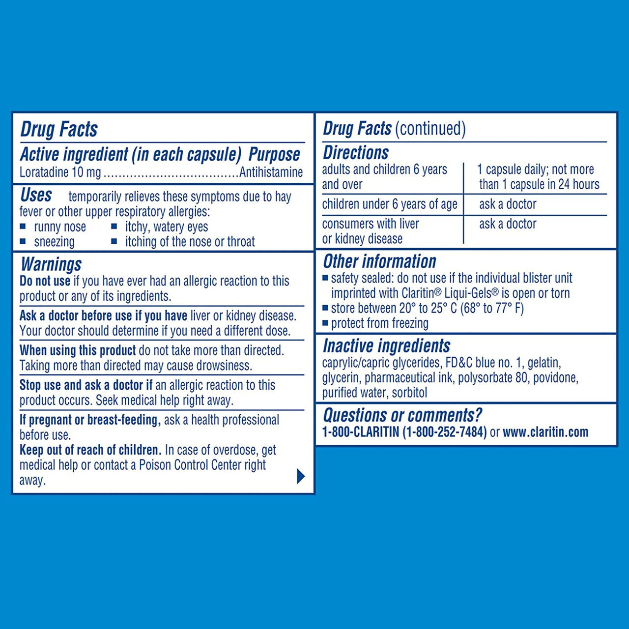 Claritin 24 Hour Non-Drowsy Allergy Relief Liqui-Gels, 10 mg, 60 Ct - GOODSZON Discount Store