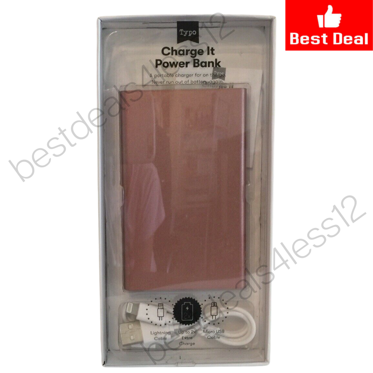 Typo Printed Charge It Power Bank Rose Gold 4000mAh - GOODSZON Discount Store