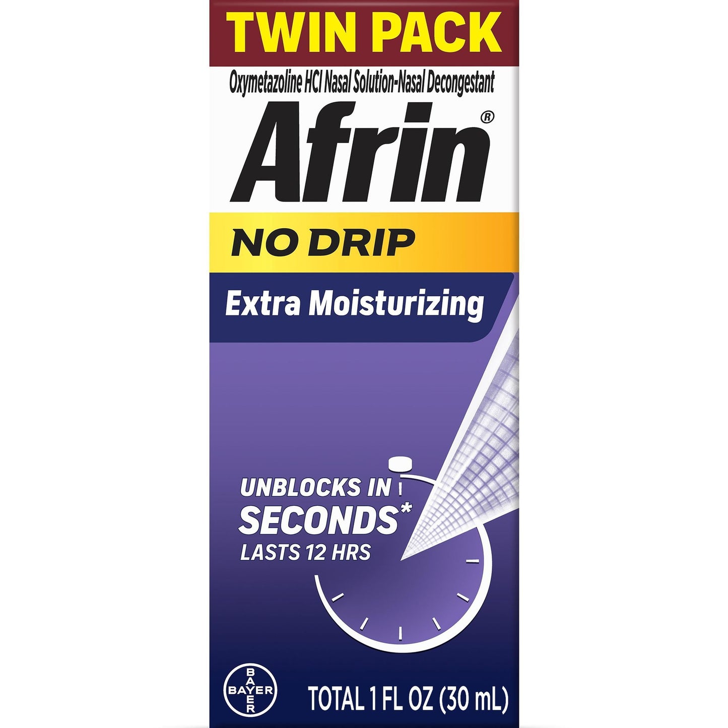 Afrin No Drip Extra Moisturizing 12 Hour Nasal Congestion Relief Spray, 2-15 ml Bottles - GOODSZON Discount Store