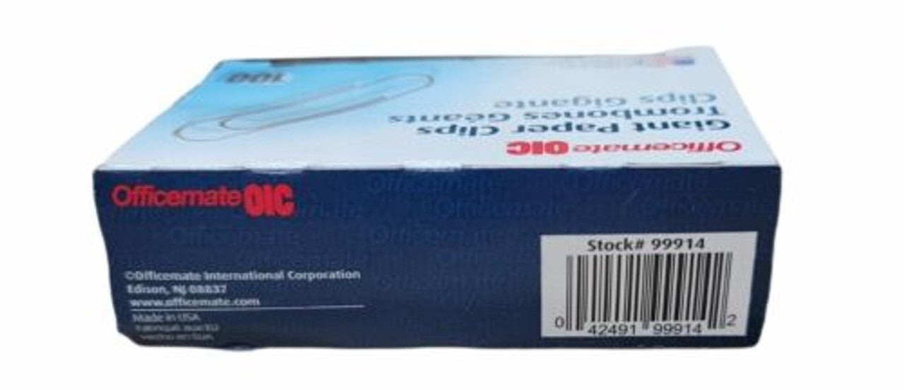 Officemate Oic Giant Paper Clips Giant 100 / Box Silver (OIC99914) Pack 2 - GOODSZON Discount Store