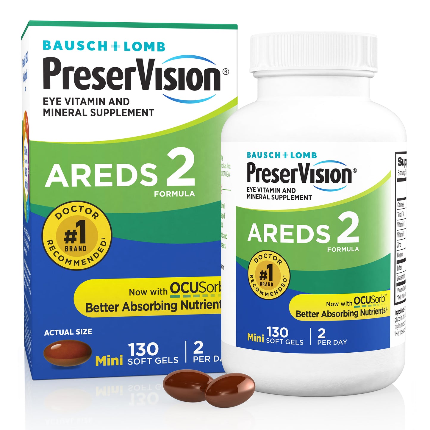 PreserVision® AREDS 2 Formula + Multivitamin, Eye Vitamin and Mineral Supplement with Lutein & Zeaxanthin–From Bausch + Lomb, 130 Soft Gels (MiniGels) - GOODSZON Discount Store