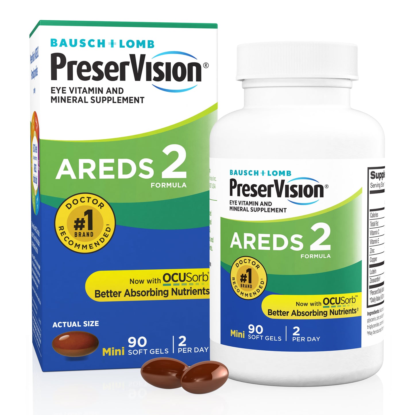 PreserVision® AREDS 2 Formula + Multivitamin, Eye Vitamin and Mineral Supplement with Lutein & Zeaxanthin–From Bausch + Lomb, 90 Soft Gels (MiniGels) - GOODSZON Discount Store