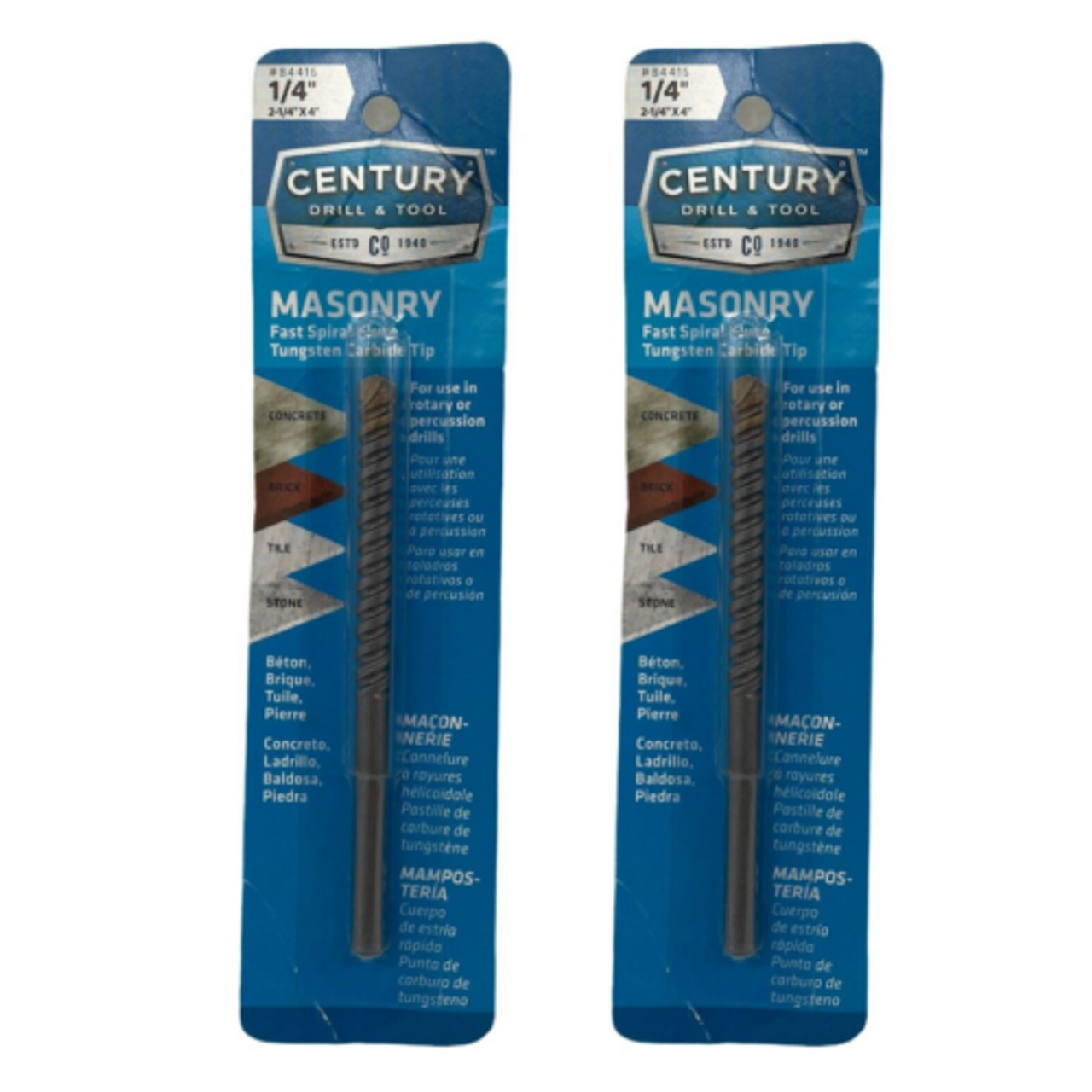 Century Drill & Tool 84416 Fast Spiral Masonry Drill Bit 1/4x4 (Pack of 2) - GOODSZON Discount Store