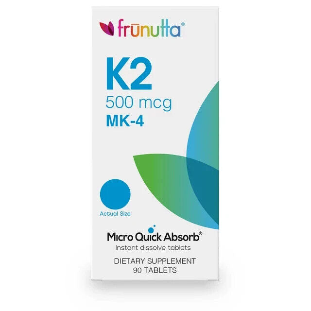 Frunutta Instant Dissolvable Vitamin K2, 500 mcg MK-4, 90 Tabs Exp 04/2024 Pack2 - GOODSZON Discount Store