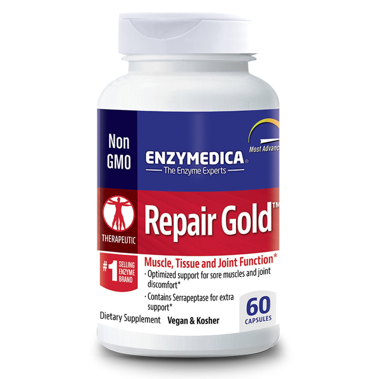 Enzymedica, Repair Gold, Enzyme Supplement to Support Healthy Muscles, Tissue and Joints, Includes Serrapeptase, Vegan, 60 Capsules (30 Servings) - GOODSZON Discount Store