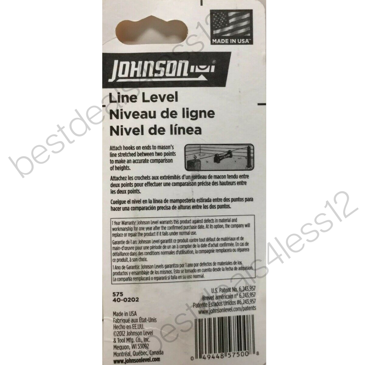 Johnson 3" Plastic Line Level 1 vial Pack of 4 - GOODSZON Discount Store