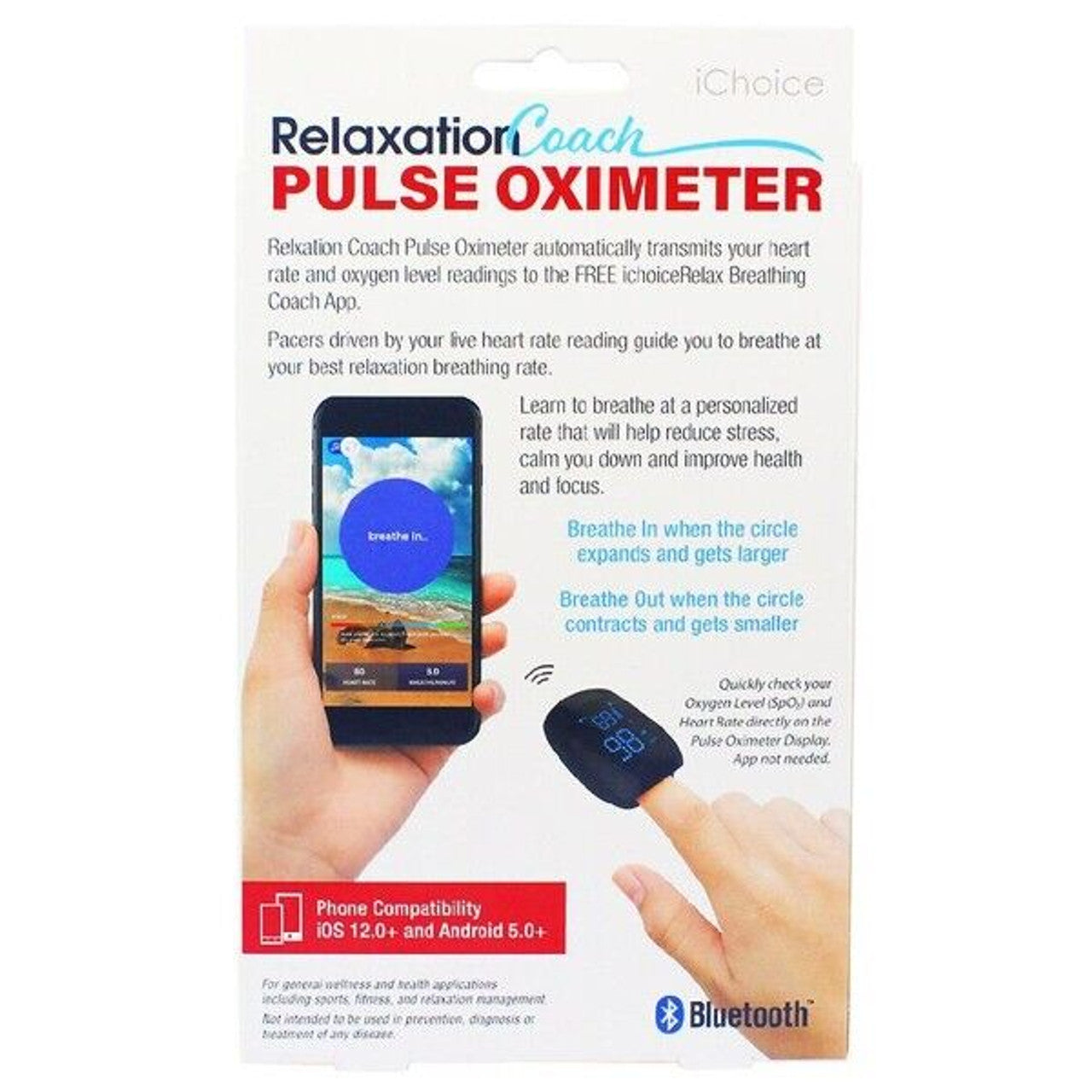 Smart Pulse Oximeter With Relaxation Coach Bluetooth Reduce Anxiety & Stress - GOODSZON Discount Store