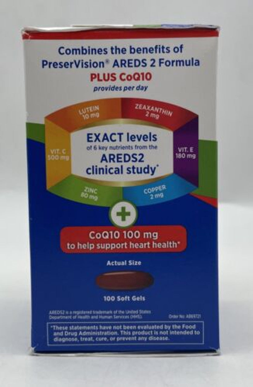 PreserVision AREDS 2 Eye Vitamins with CoQ10 100 softgels - GOODSZON Discount Store