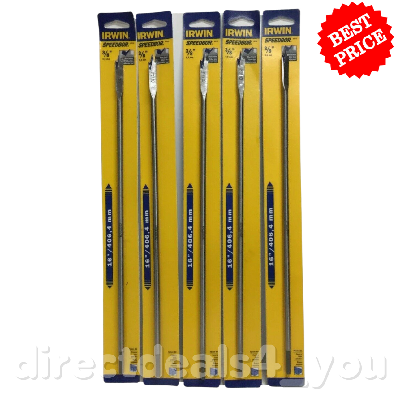 Irwin Wood Spade Bit 3/8 " X 16 " Pack of 5 - GOODSZON Discount Store
