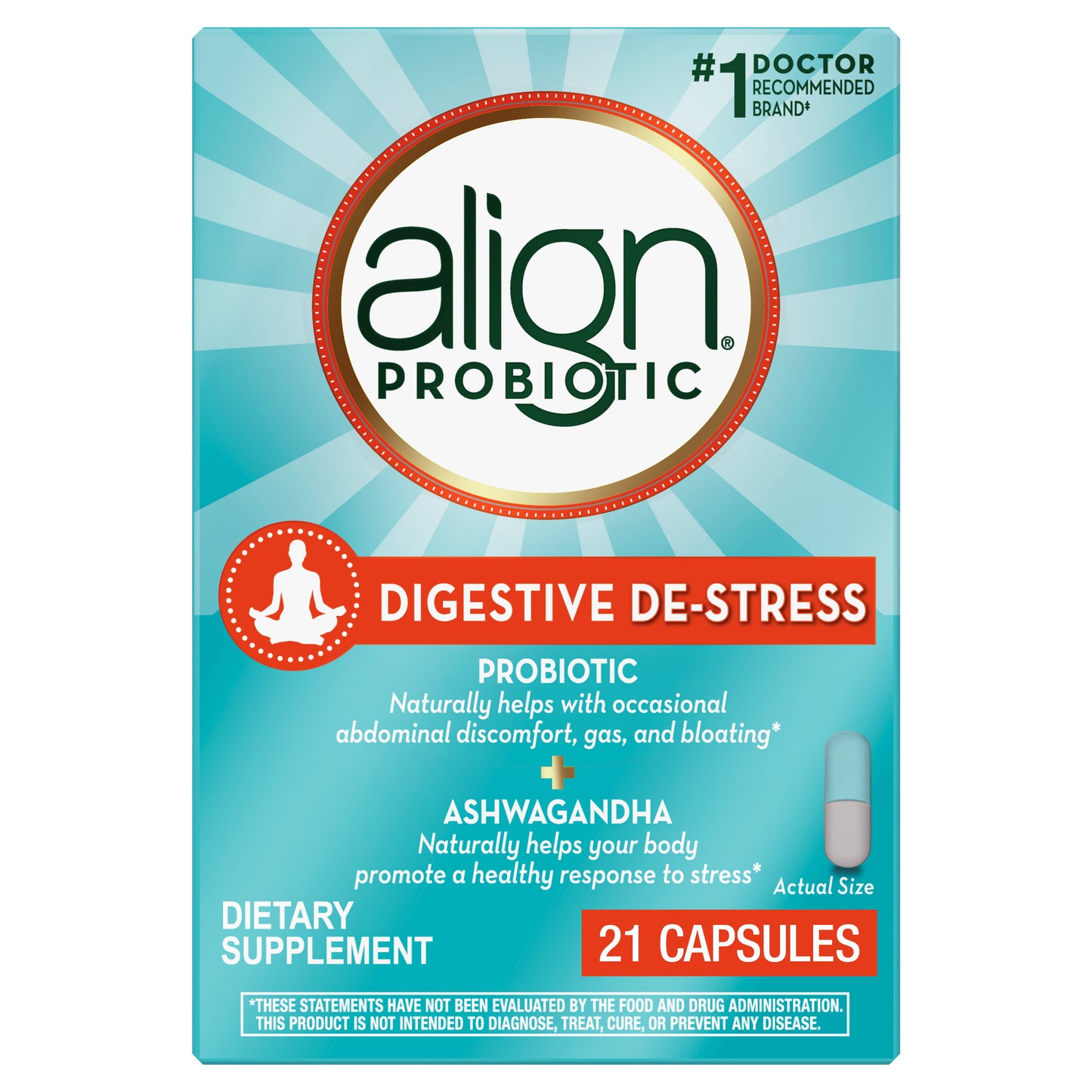 Align Probiotic, Digestive De-stress, Probiotic for Women and Men with Ashwagandha, Gluten Free, Soy Free, Vegetarian, 21 Capsules - GOODSZON Discount Store