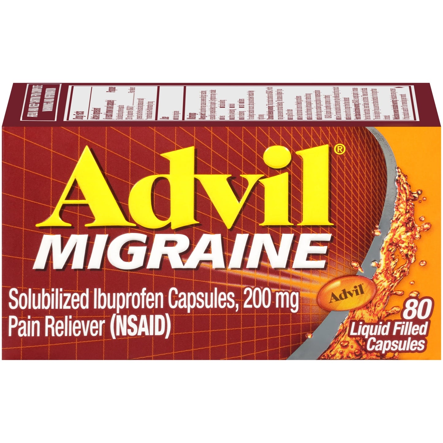 Advil Migraine Pain and Headache Reliever Ibuprofen, 200 Mg Liquid Filled Capsules, 80 Count - GOODSZON Discount Store