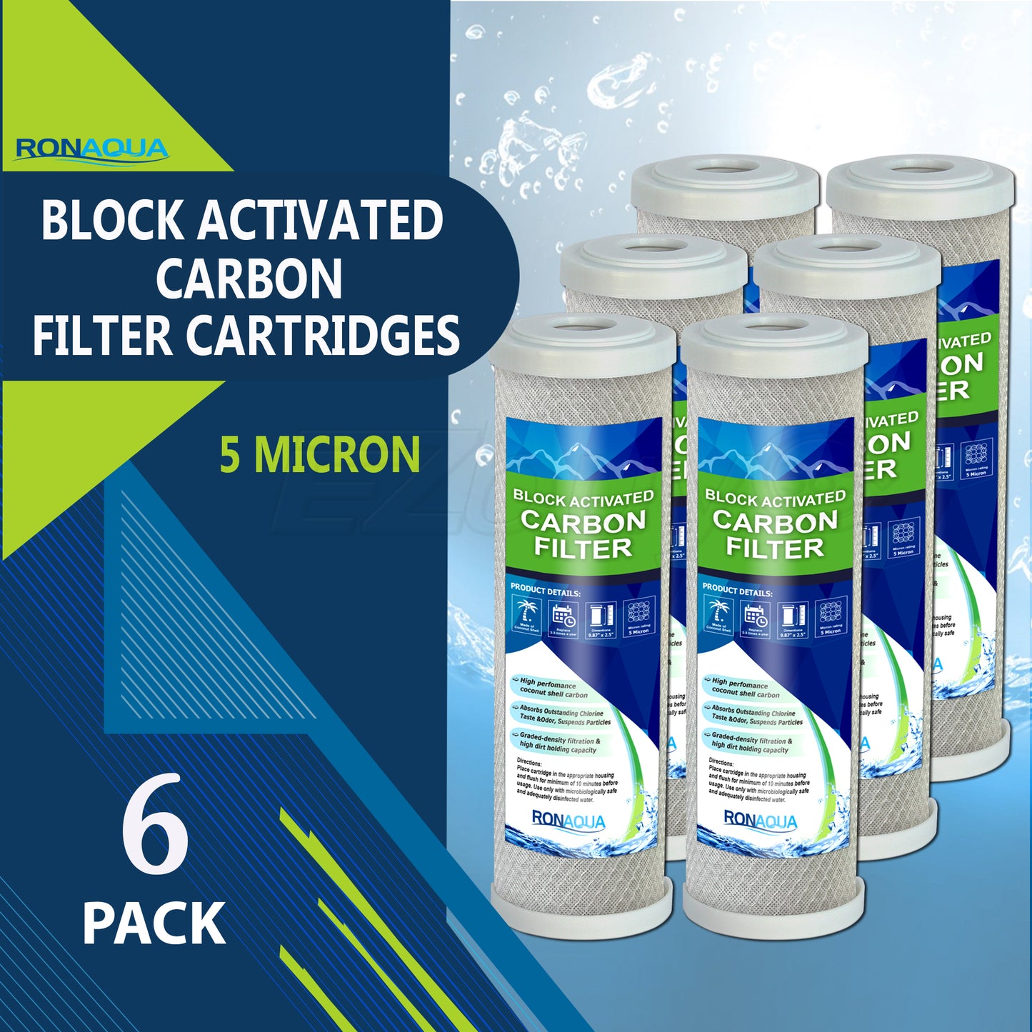 (5 Block Activated Carbon) Micron Water Filters Set WELL-MATCHED with WFPFC80.. - GOODSZON Discount Store
