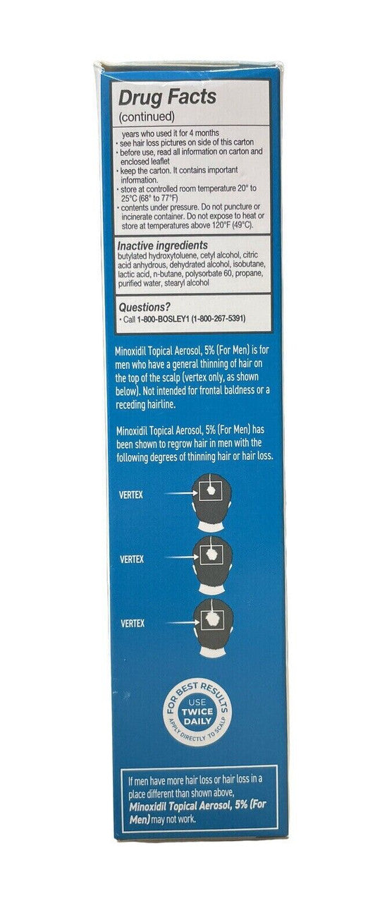 Bosley MD Men's Extra Strength Minoxidil 5% Topical Foam 2oz Exp 07/2023 Pack 2 - GOODSZON Discount Store