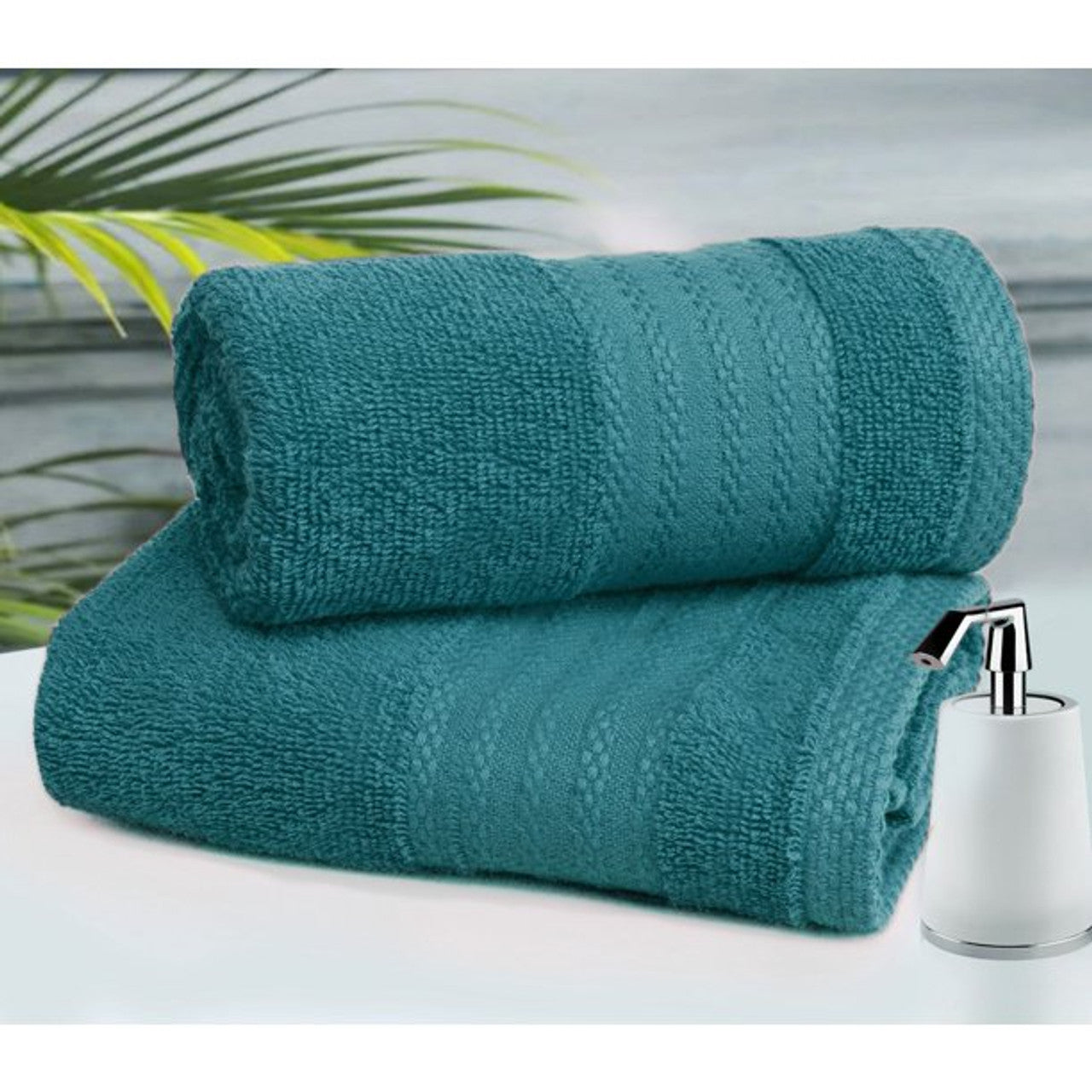 GLAMBURG 700 GSM Premium Cotton 4-Pack Bath Towel Set 100% Combed Cotton Teal - GOODSZON Discount Store