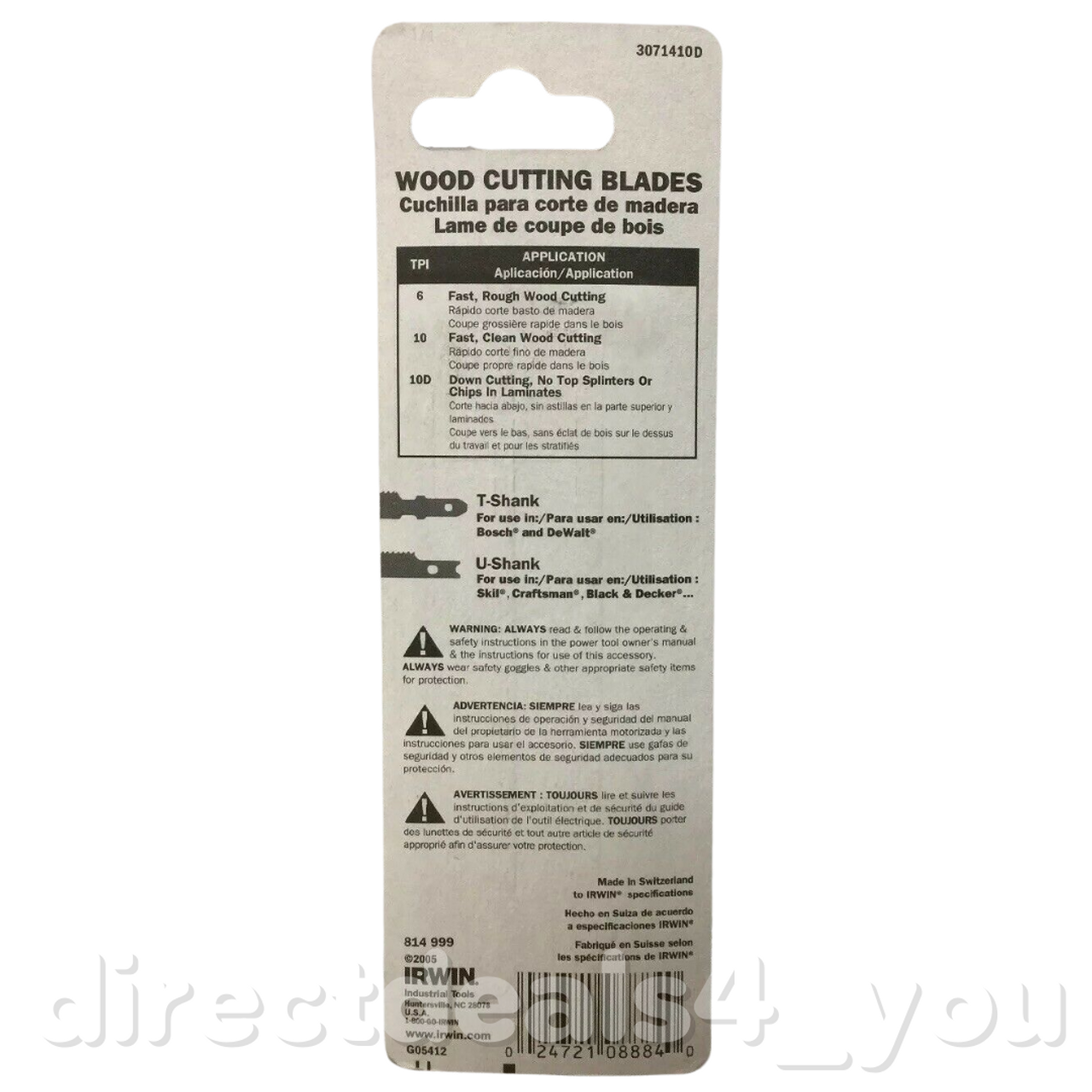 Irwin Marathon 3071410D 4" 10TPI U-Shank Down Cut Jig Saw Blades Pack of 3 - GOODSZON Discount Store