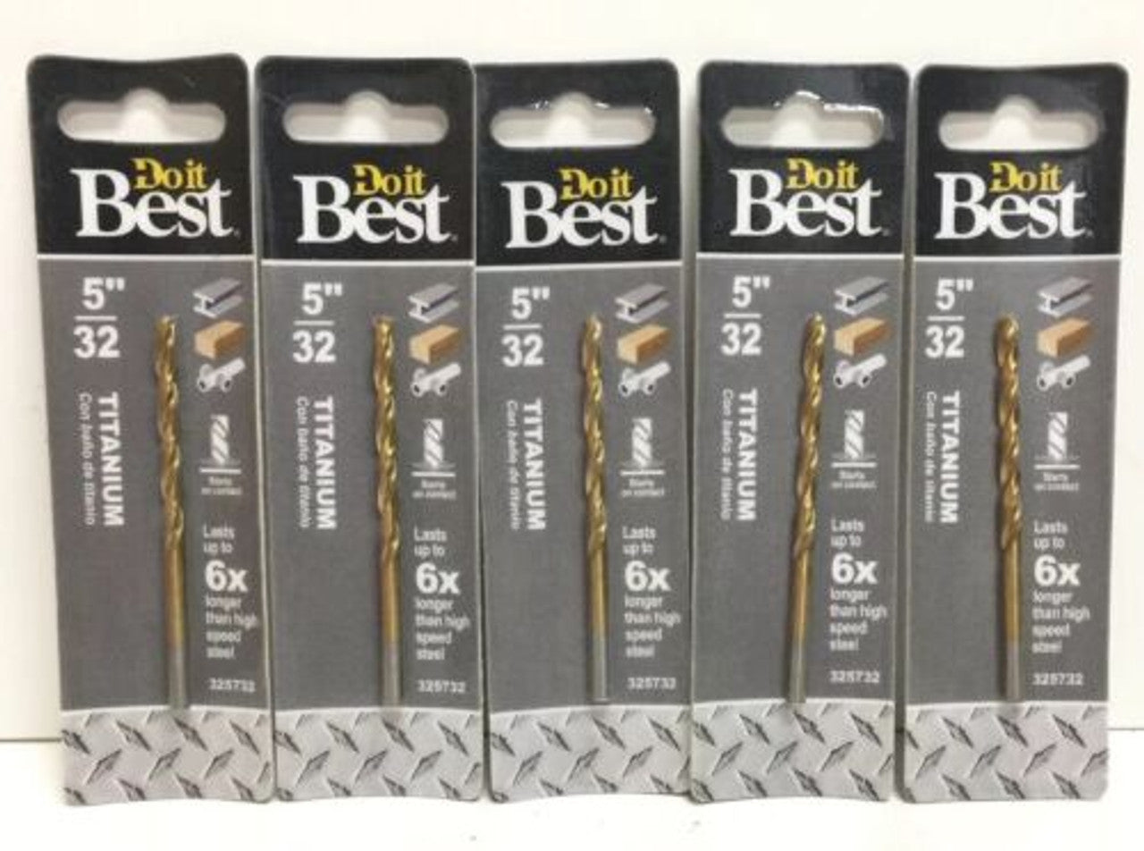 Do It Best Titanium 5/32" Drill Bit 325732 Pack of 5 - GOODSZON Discount Store