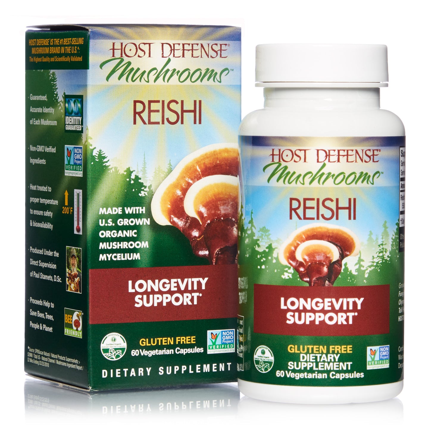 Host Defense, Reishi Capsules, Supports General Wellness and Vitality, Daily Mushroom Mycelium Supplement, USDA Organic, 60 Vegetarian Capsules (30 Servings) - GOODSZON Discount Store