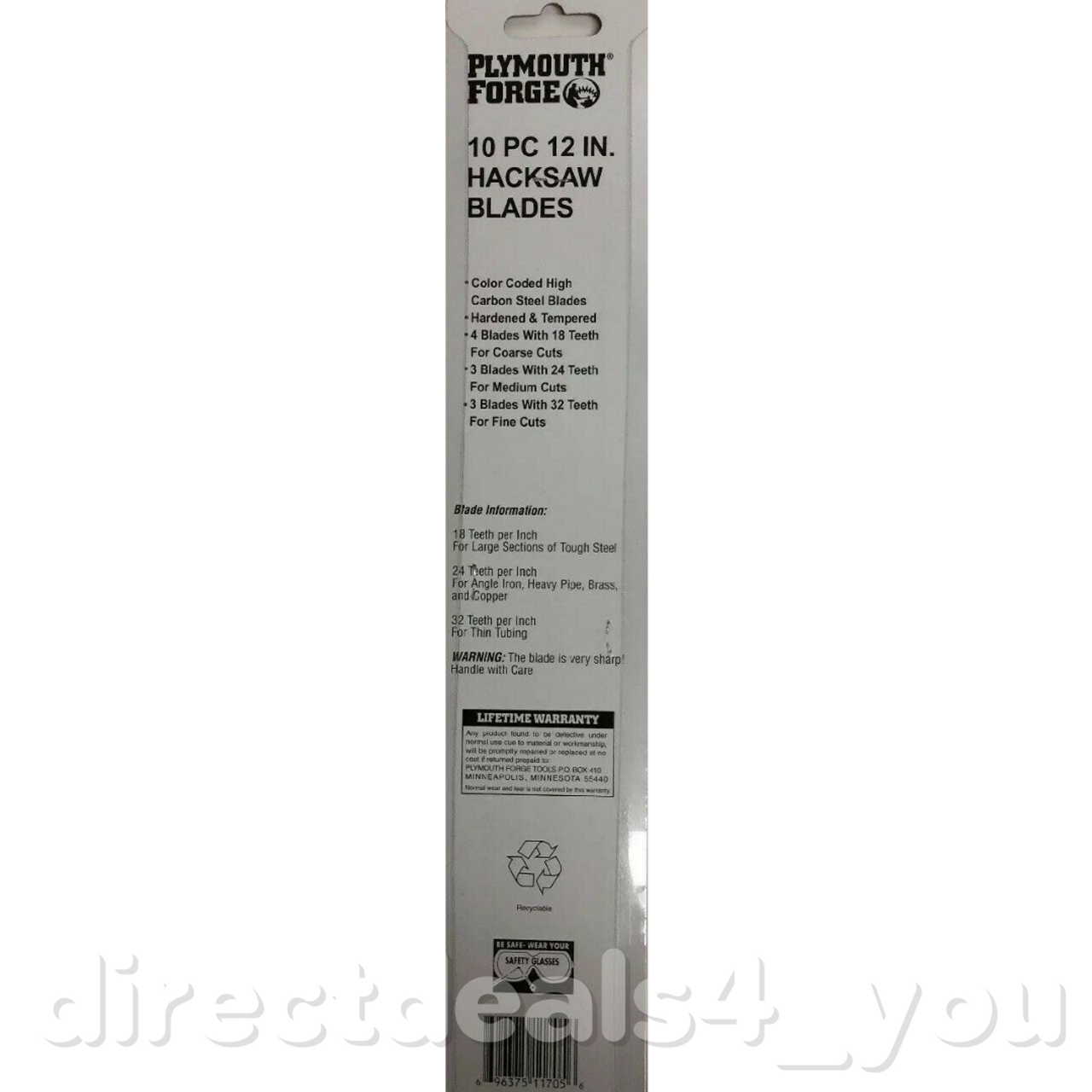 Plymouth Force # 11705P 10 pc 12" Hacksaw Blades Pack of 5 - GOODSZON Discount Store