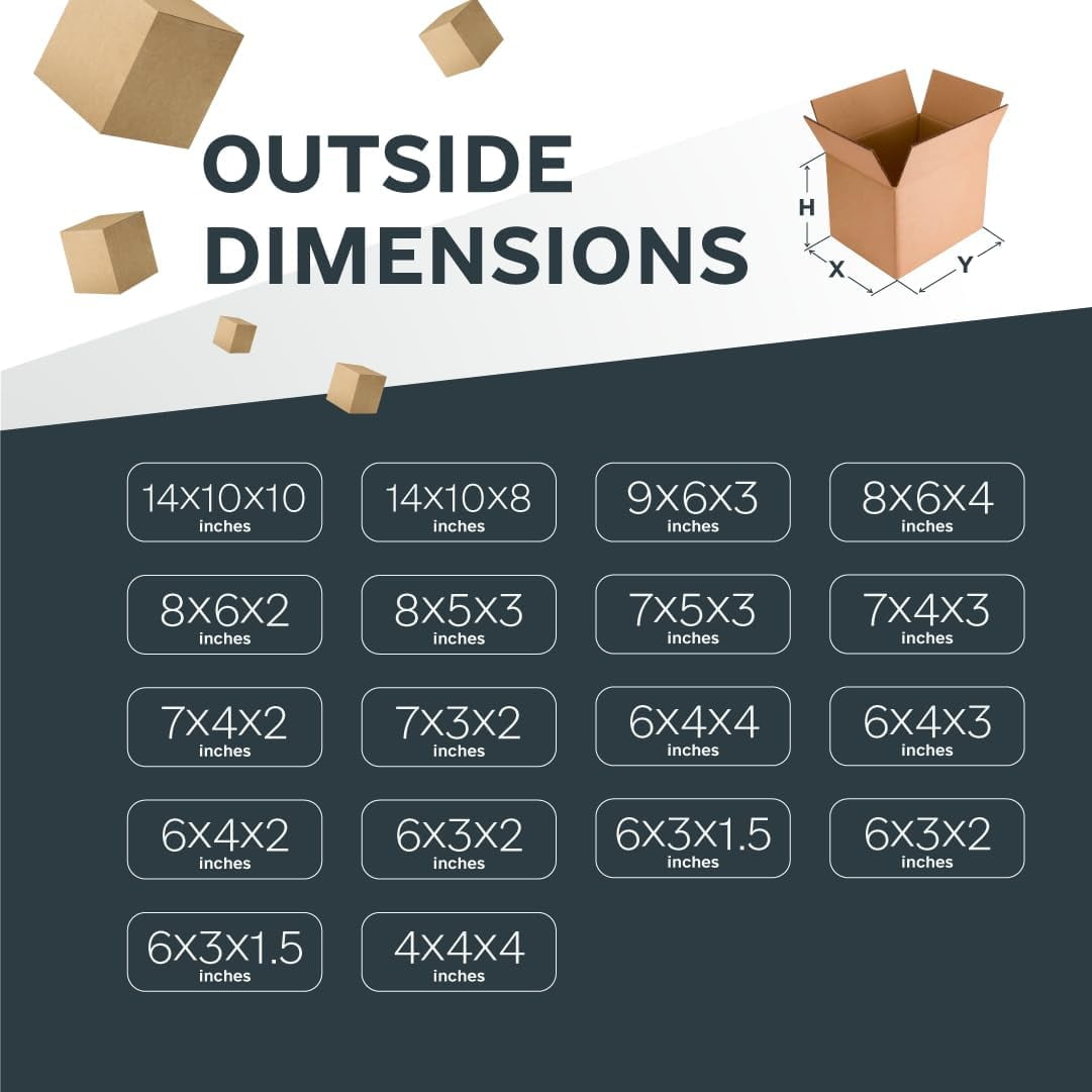 Shipping Boxes (7"L x 4"W x 2"H Pack 50) | Corrugated Cardboard Mailing Boxes for Small Business & Packaging - GOODSZON Discount Store