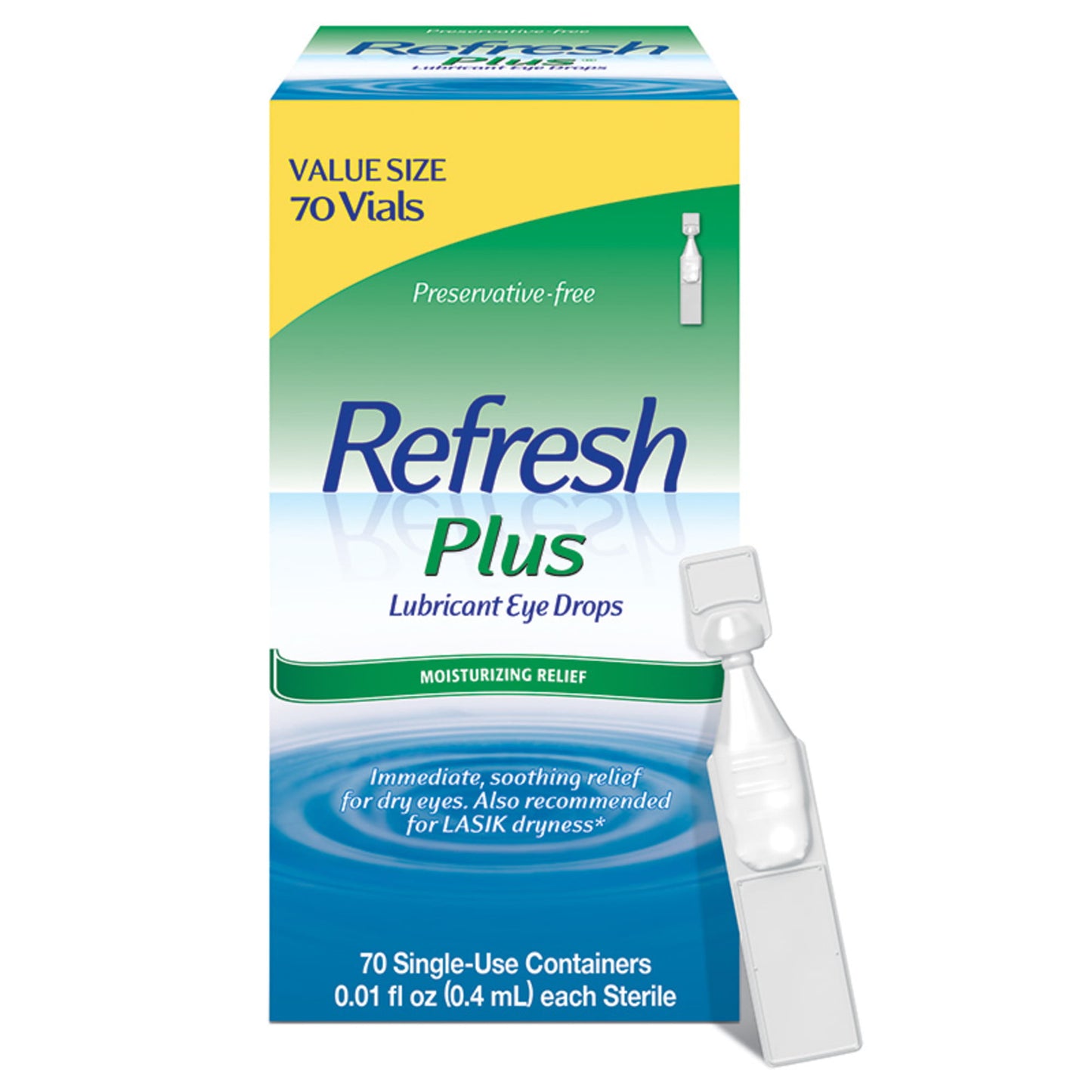 Refresh Plus Lubricant Eye Drops Non-Preserved Tears, 70 Single-Use Containers, 0.01 fl oz (0.4 mL) - GOODSZON Discount Store