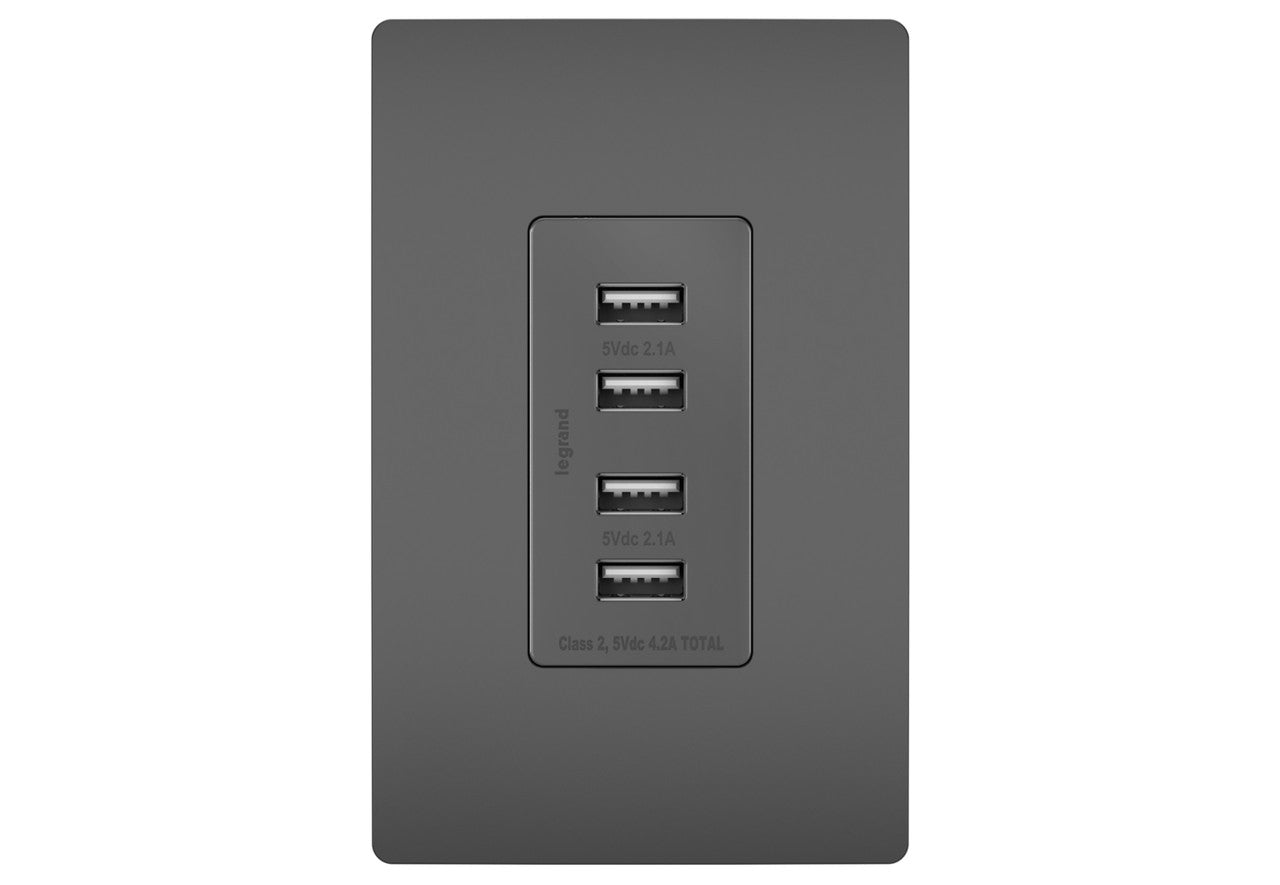 Legrand Tm8usb4 Radiant Quad Usb Outlet Charger - Black - GOODSZON Discount Store