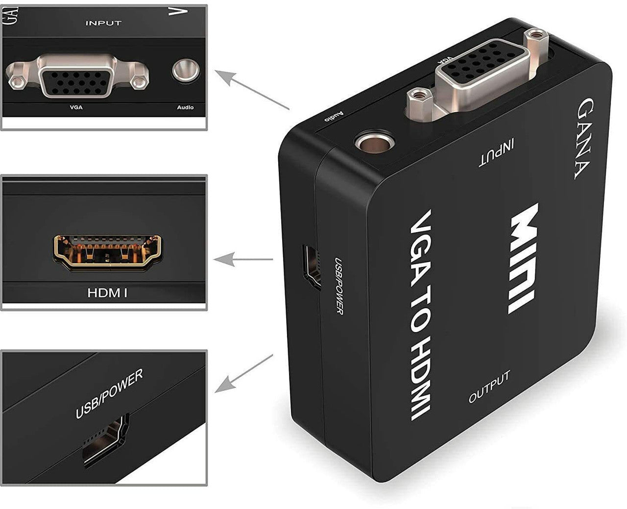VGA to HDMI GANA 1080P Full HD Mini VGA to HDMI Audio Video Converter Adapter - GOODSZON Discount Store