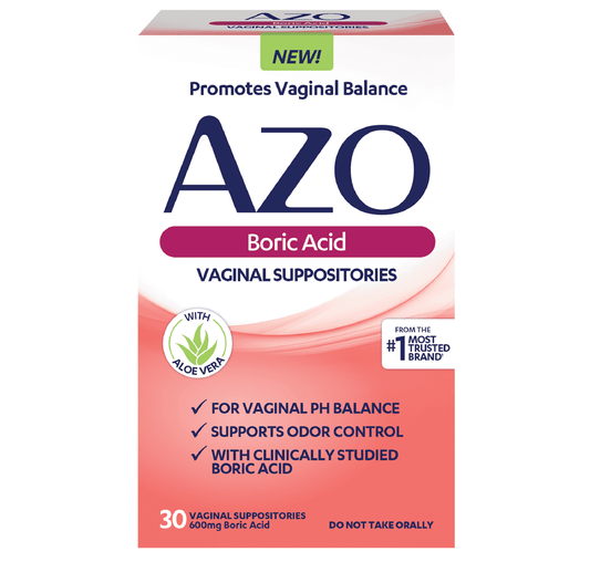 AZO Boric Acid Vaginal Suppositories, Helps Support Odor Control and Balance Vaginal PH with Clinically Studied Boric Acid, 30 Count - GOODSZON Discount Store