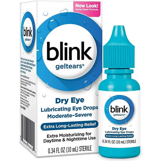 Blink GelTears Eye Drops for Dry Eyes, Gel Lubricating Eye Drops, Instantly Soothing, Moisturizing & Extra Long-Lasting Hydrating Eye Care for Moderate to Severe Dry Eye Symptom Relief, 0.34 fl oz - GOODSZON Discount Store