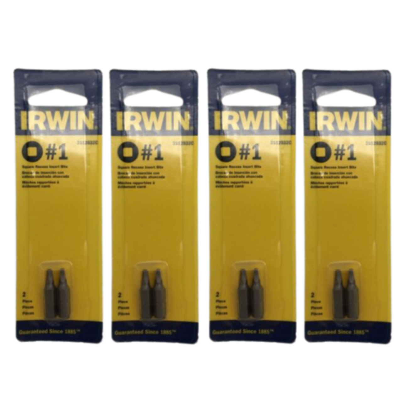 Irwin 3512032C #1 1" Square Recess Insert Bits 2 Pc Pack of 4 - GOODSZON Discount Store