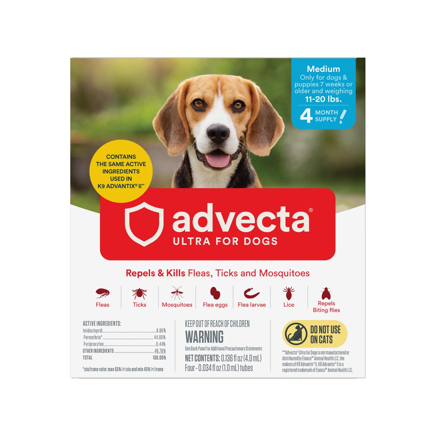 Advecta Ultra Flea Protection for Medium Dogs, Fast-Acting Topical Prevention, 4 Count - GOODSZON Discount Store