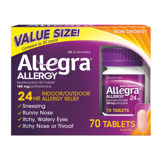 Allegra Adult 24HR Tablet (70 Ct, 180 mg), Allergy Relief - GOODSZON Discount Store