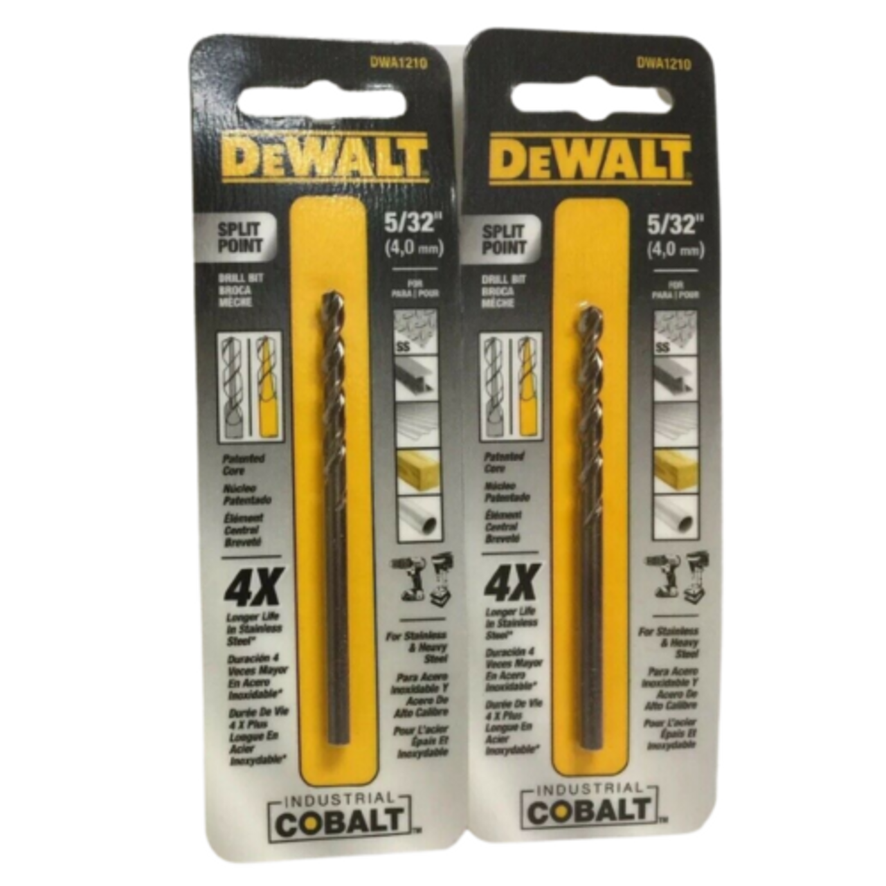 Dewalt Split Point DWA1210 Industrial Cobalt Drill Bit 5/32" Pack of 2 - GOODSZON Discount Store