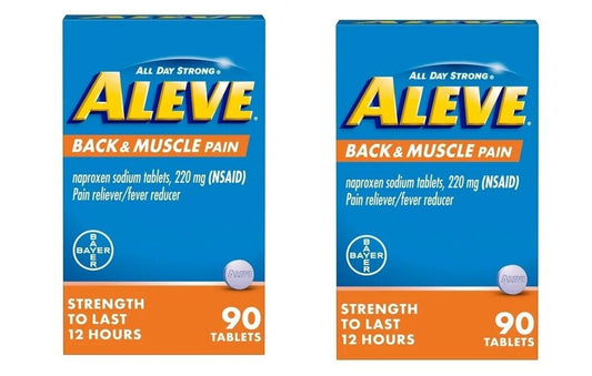 Aleve Back & Muscle Pain Reliever Naproxen Sodium 90 Tablets Pack of 2 - GOODSZON Discount Store