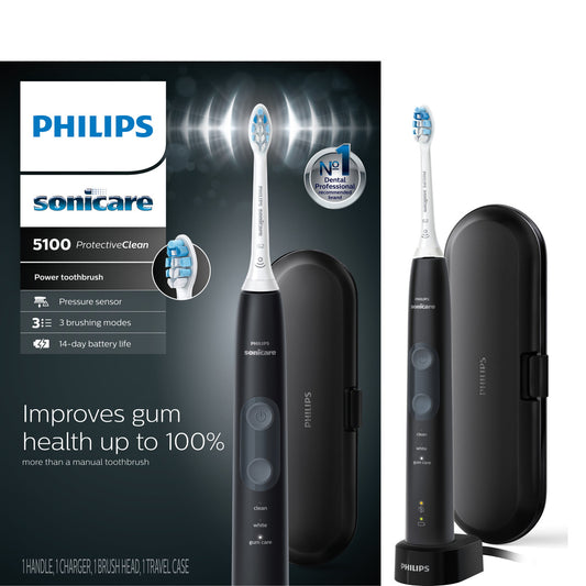 Philips Sonicare ProtectiveClean 5100 Gum Health, Rechargeable Electric Toothbrush, Black HX6857/11 - GOODSZON Discount Store