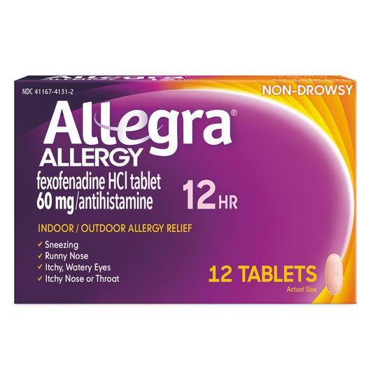Allegra Adult 12HR Tablet (12 Ct, 60 mg), Allergy Relief - GOODSZON Discount Store