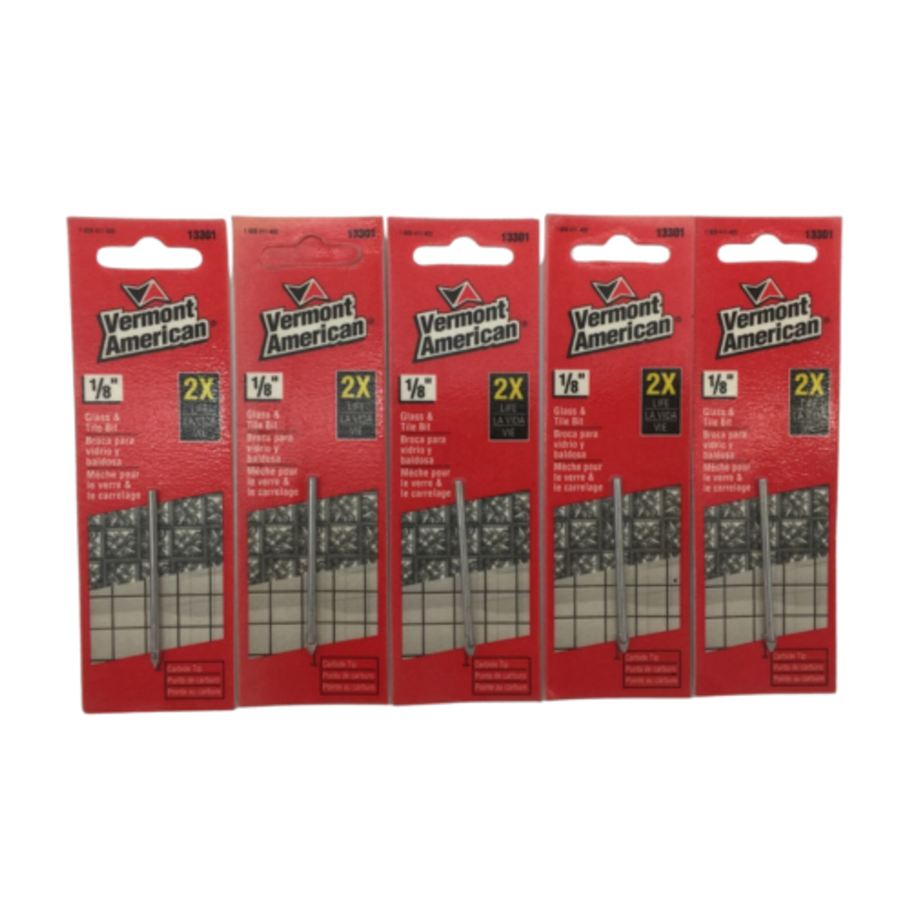 Vermont American 1/8" x 2-1/4" Carbide Glass & Tile Bit Pack of 5 - GOODSZON Discount Store