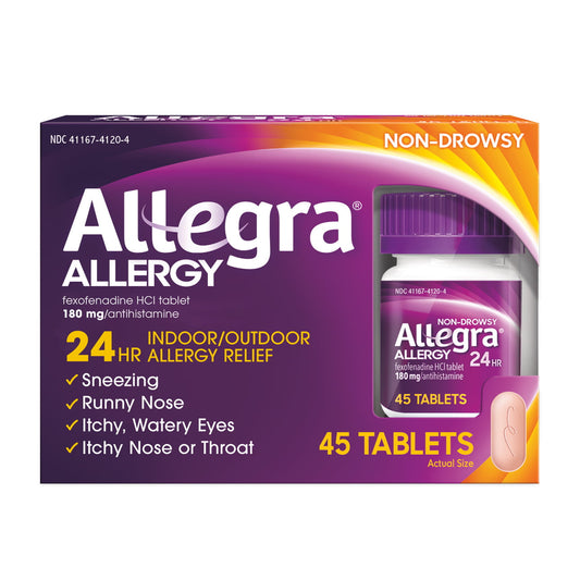 Allegra Adult 24HR Tablet (45 Ct, 180 mg), Allergy Relief - GOODSZON Discount Store
