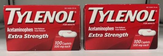 Tylenol Extra Strength Caplets with 500 mg Acetaminophen, 100 Ct Pack 2 - GOODSZON Discount Store