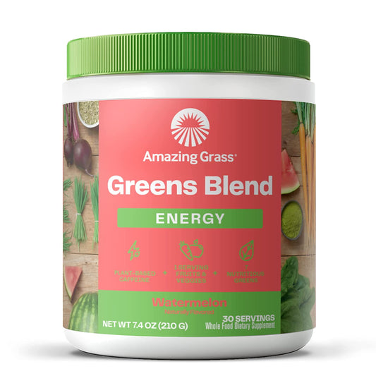 Amazing Grass, Greens Blend Energy, Watermelon, 7.4 oz, 30 Servings - GOODSZON Discount Store