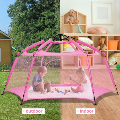 Alvantor Playpen Space Canopy Fence Pin 6 Panel Pop Up Foldable & Portable Pink - GOODSZON Discount Store