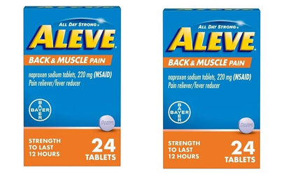 Aleve Back & Muscle Pain Reliever Naproxen Sodium 24Tabs Exp 2025 Pack of 2 - GOODSZON Discount Store