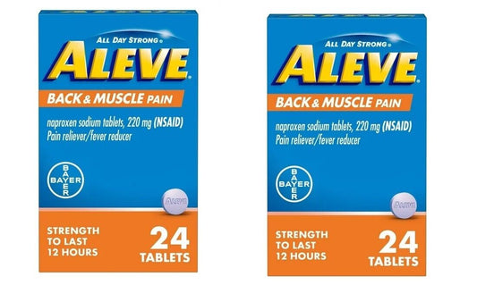 Aleve Back & Muscle Pain Reliever Naproxen Sodium 24Tabs Exp 2025 Pack of 2 - GOODSZON Discount Store