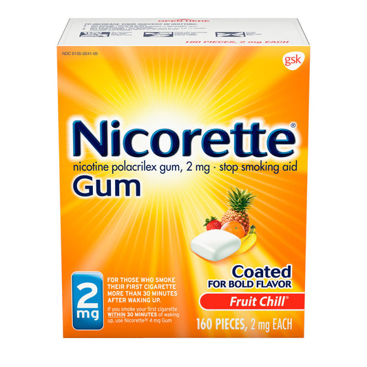 Nicorette Nicotine Gum Stop Smoking Aid, 2 mg, Fruit Chill Flavor - 160 Count - GOODSZON Discount Store