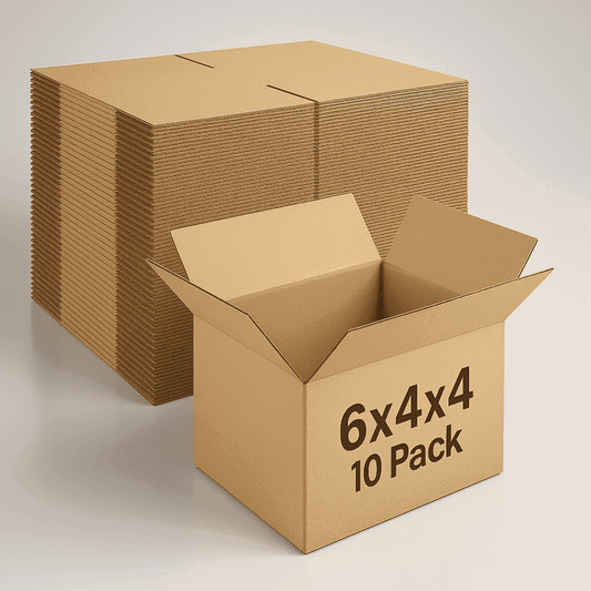 10 Pack 6x4x4 Inches Small Shipping Boxes Brown Corrugated Cardboard Boxes for Packing, Mailing, Moving, Business
