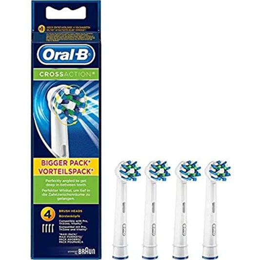 Oral-B CrossAction Toothbrush Head with CleanMaximiser Technology, Pack of 4 Counts - GOODSZON Discount Store